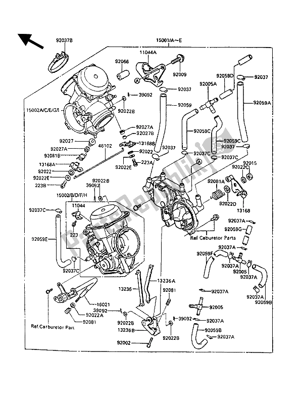 Tutte le parti per il Carburatore del Kawasaki VN 750 Twin 1986