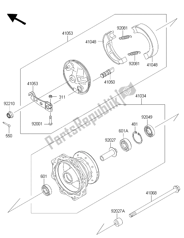 All parts for the Front Hub of the Kawasaki KLX 110 2015