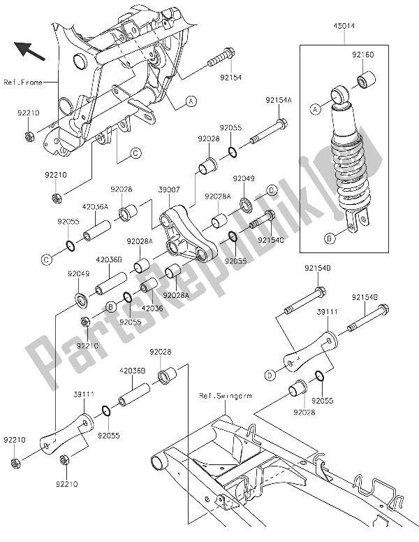 All parts for the Suspension & Shock Absorber of the Kawasaki Ninja 300 ABS 2016