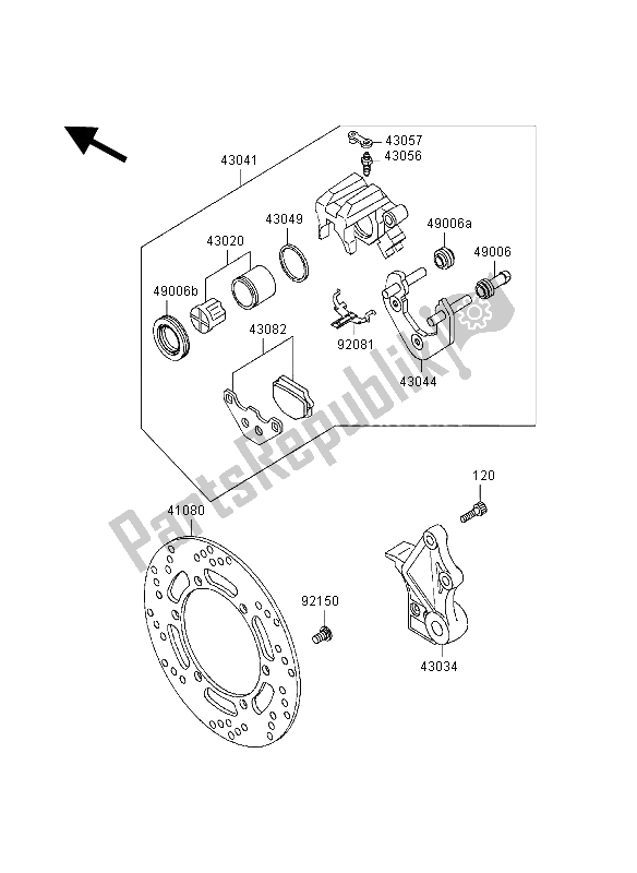 Toutes les pièces pour le Frein Arriere du Kawasaki KLR 650 1998