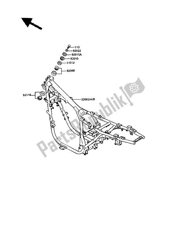 Tutte le parti per il Telaio del Kawasaki GPZ 550 1987