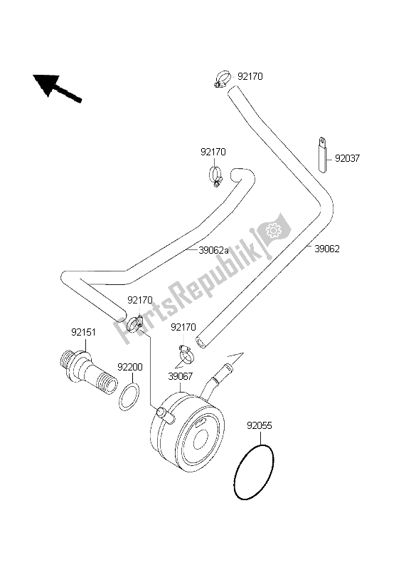 All parts for the Oil Cooler of the Kawasaki Ninja ZX 6R 600 2001