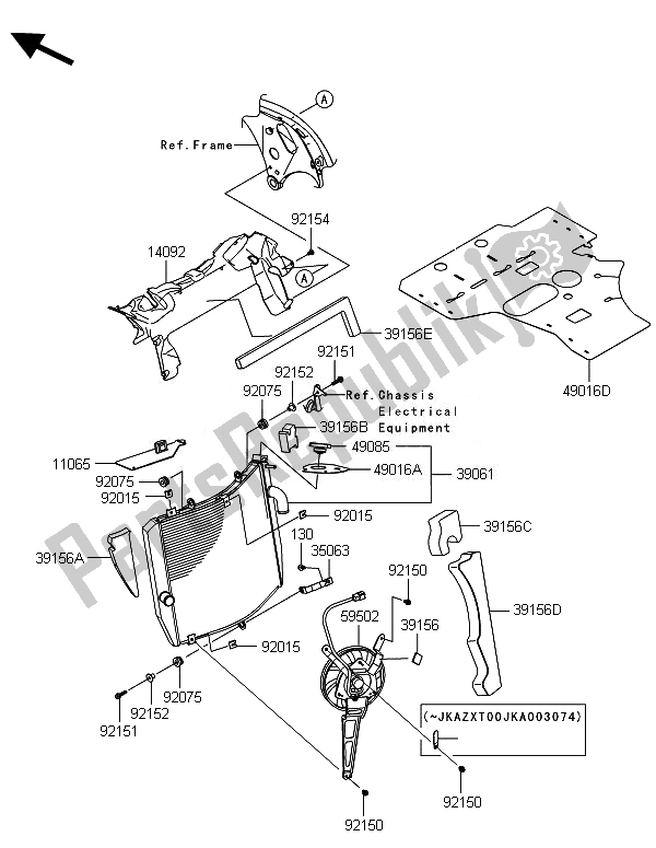 Tutte le parti per il Termosifone del Kawasaki Ninja ZX 10R ABS 1000 2014