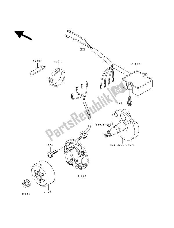 All parts for the Generator of the Kawasaki KX 80 SW LW 1991