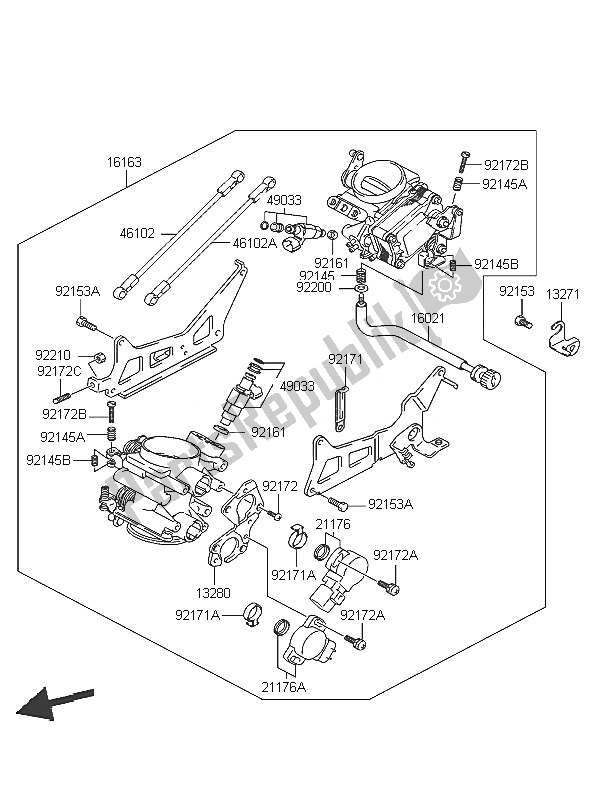 Tutte le parti per il Valvola A Farfalla del Kawasaki KLV 1000 2005