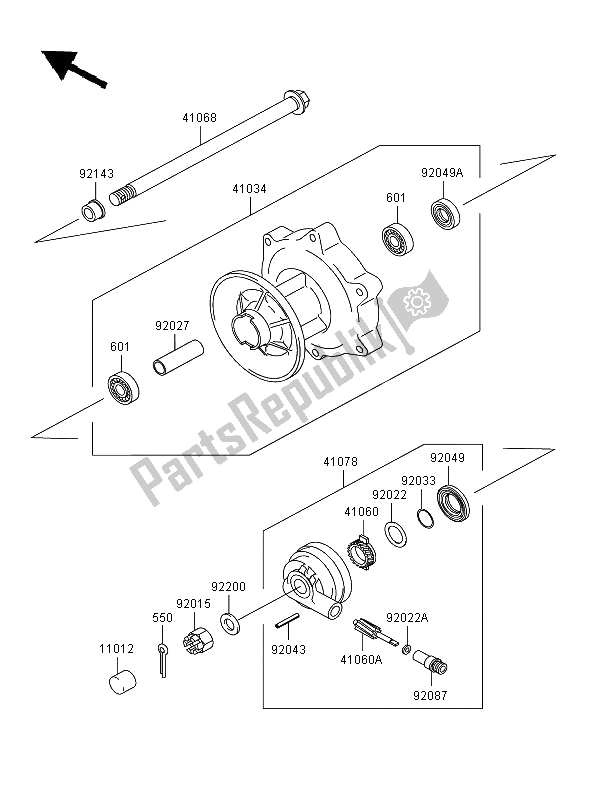 Toutes les pièces pour le Moyeu Avant du Kawasaki Eliminator 125 2006