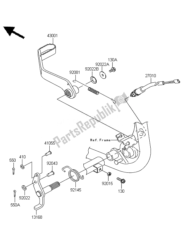 Todas as partes de Pedal De Freio do Kawasaki KFX 700 KSV 700A7F 2007