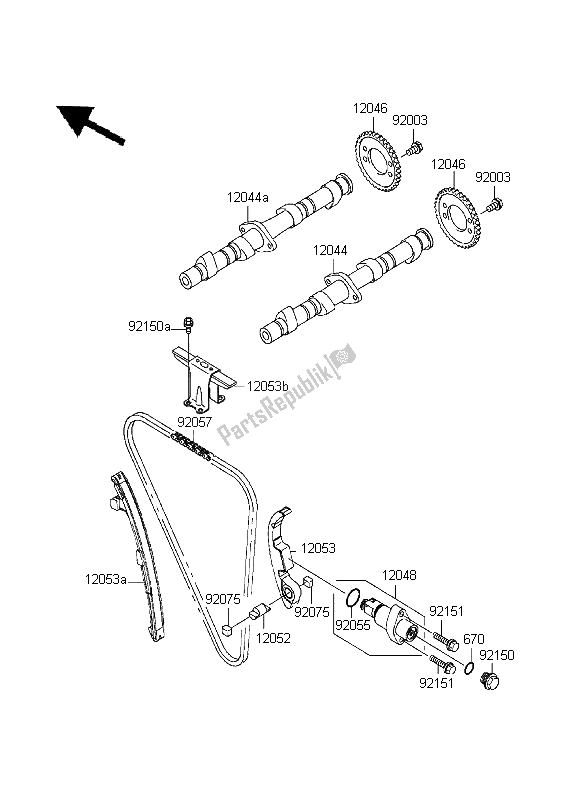 Alle onderdelen voor de Nokkenas En Spanner van de Kawasaki ZR 7 750 1999