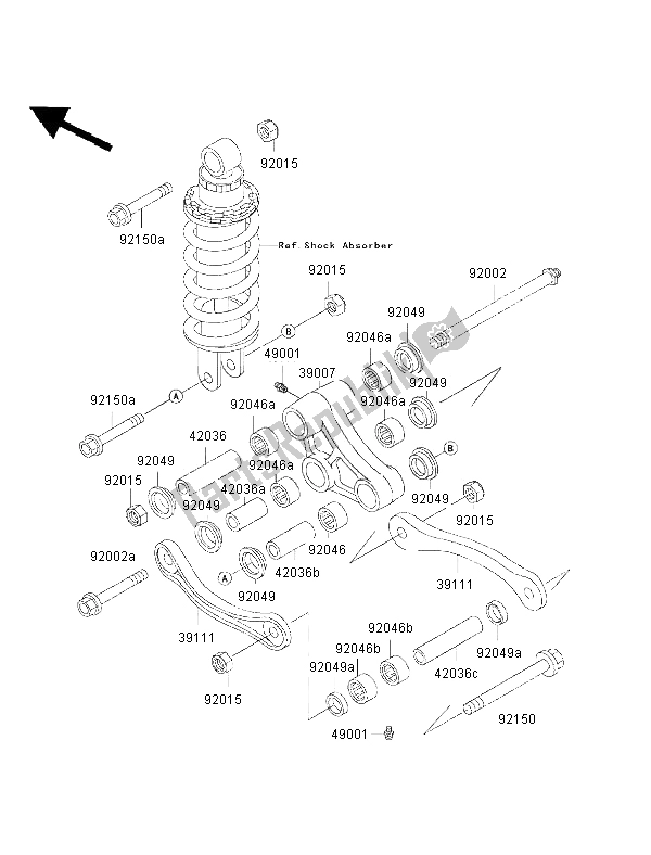 Toutes les pièces pour le Suspension du Kawasaki ZZ R 600 2002