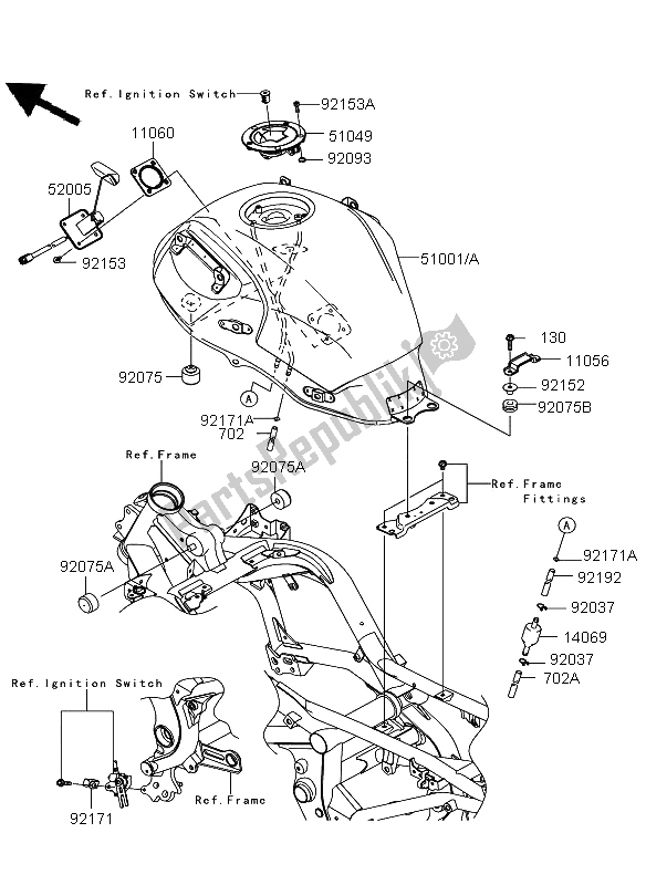 Todas las partes para Depósito De Combustible de Kawasaki Versys ABS 650 2012