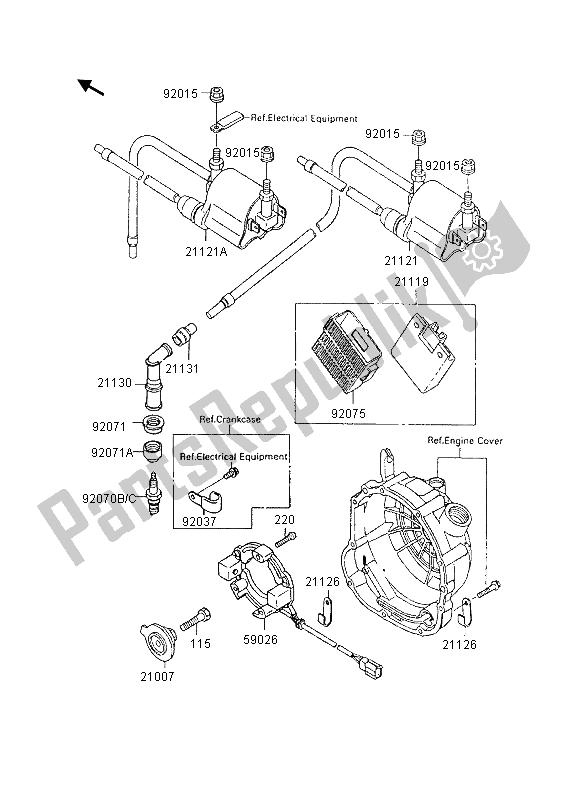 Tutte le parti per il Sistema Di Accensione del Kawasaki GPX 600R 1995