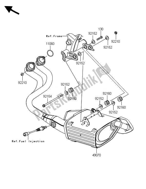 All parts for the Muffler(s) of the Kawasaki ER 6F 650 2014