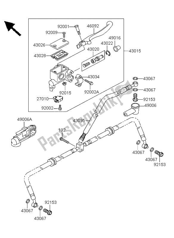 All parts for the Front Master Cylinder of the Kawasaki KVF 360 2004