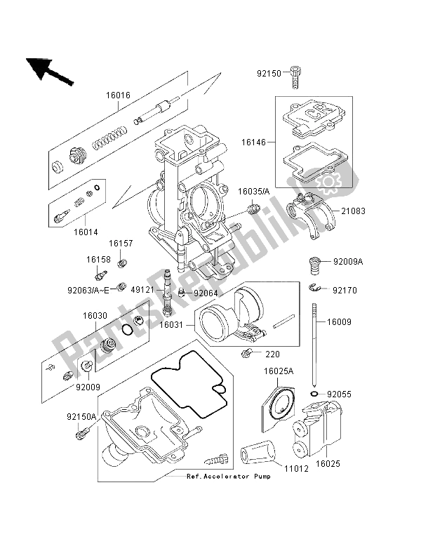 Toutes les pièces pour le Pièces De Carburateur du Kawasaki Ninja ZX 7 RR 750 1996