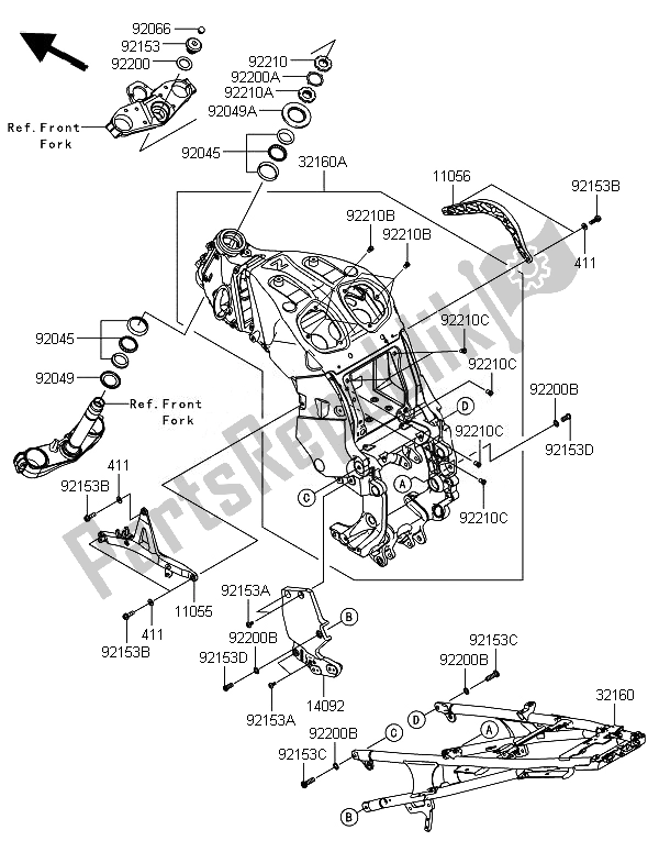 Todas las partes para Marco de Kawasaki 1400 GTR ABS 2014