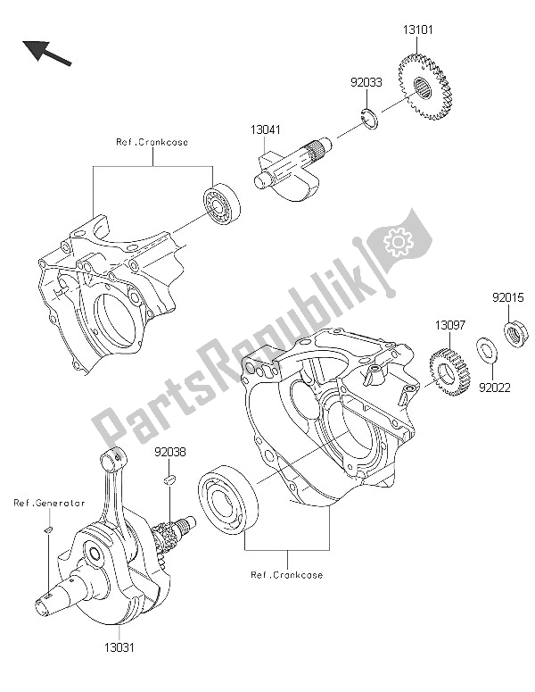 All parts for the Crankshaft of the Kawasaki KLX 250 2016