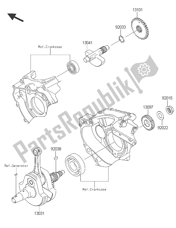 Todas as partes de Virabrequim do Kawasaki KLX 250 2016