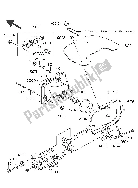 All parts for the Headlight of the Kawasaki ZRX 1200R 2005