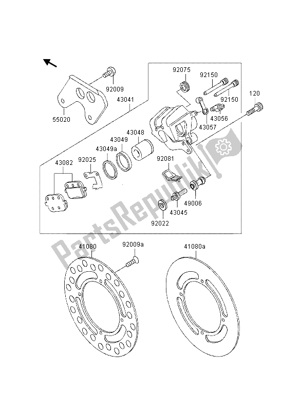 All parts for the Rear Brake of the Kawasaki KX 80 SW LW 1997