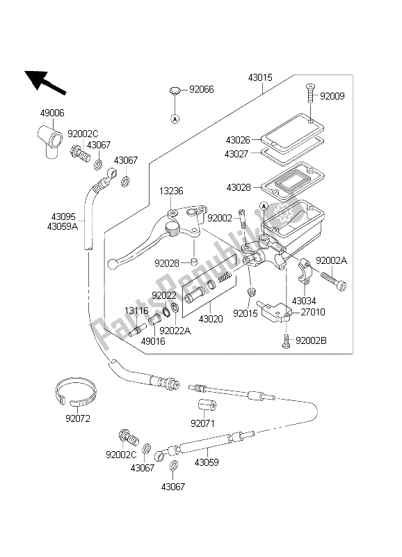 Toutes les pièces pour le Maître-cylindre D'embrayage du Kawasaki 1000 GTR 2003