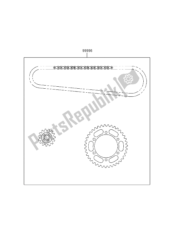 Tutte le parti per il Kit Catena del Kawasaki ER 500 2000