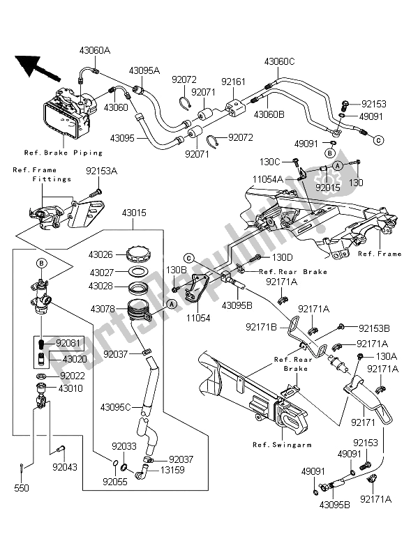 Todas las partes para Cilindro Maestro Trasero de Kawasaki ZZR 1400 ABS 2006