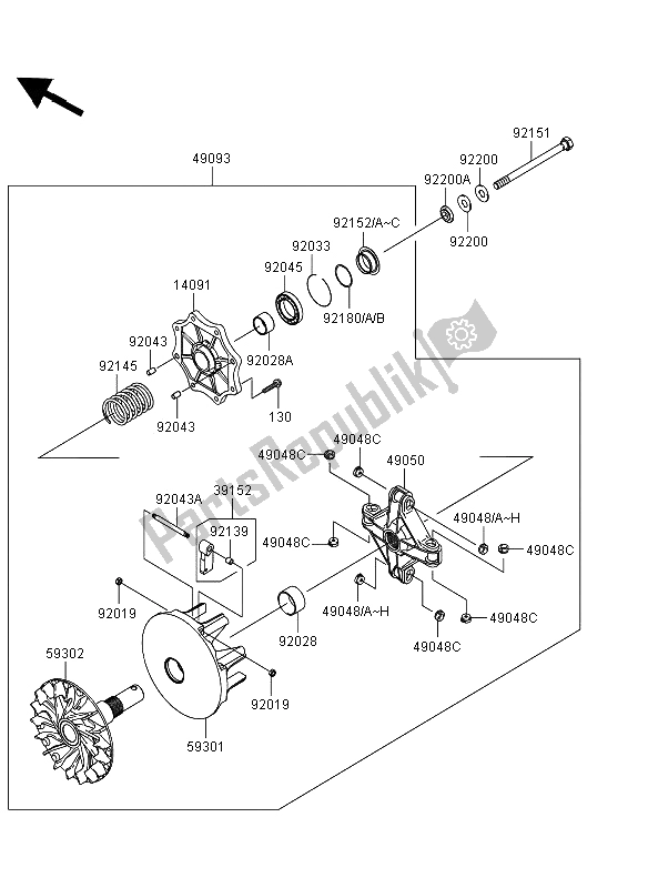 Alle onderdelen voor de Drive Converter (vf750de082074) van de Kawasaki KVF 750 4X4 EPS 2012