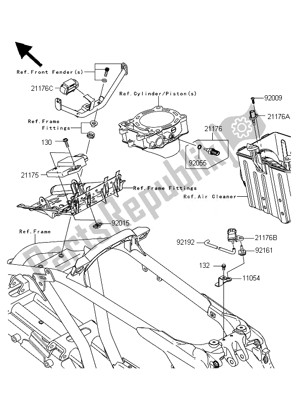 All parts for the Fuel Injection of the Kawasaki KFX 450R 2010