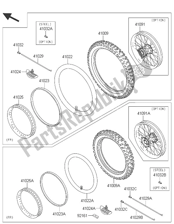 All parts for the Tires of the Kawasaki KX 250F 2016