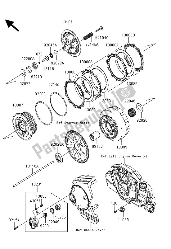 Toutes les pièces pour le Embrayage du Kawasaki VN 1700 Voyager Custom ABS 2013