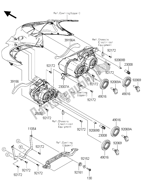 All parts for the Headlight(s) of the Kawasaki ZZR 1400 ABS 2015