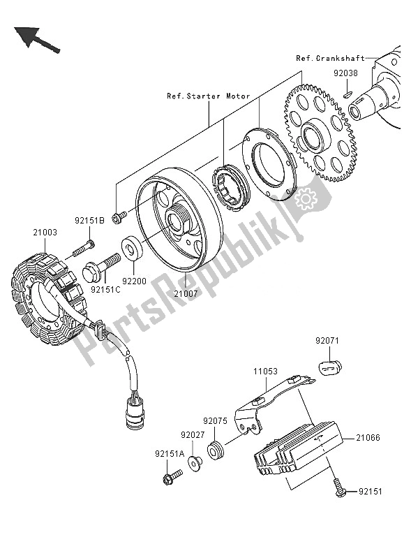 Todas las partes para Generador de Kawasaki Z 750S 2005