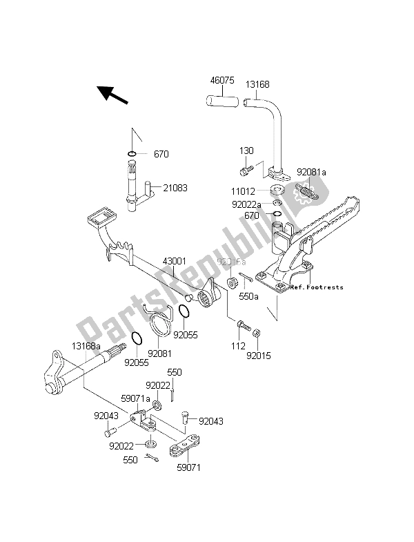 Tutte le parti per il Pedale Del Freno del Kawasaki KLF 300 2001