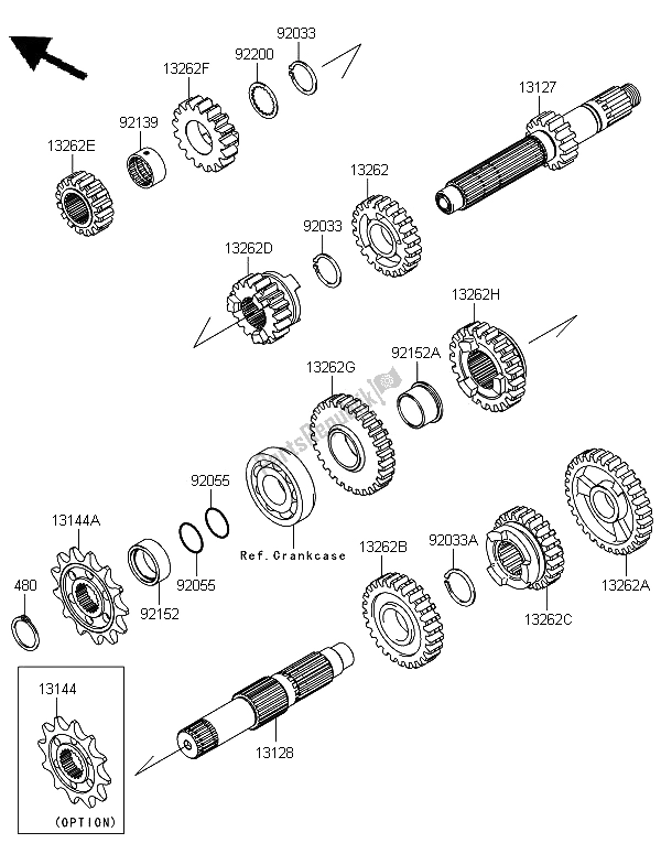 All parts for the Transmission of the Kawasaki KX 250 2013