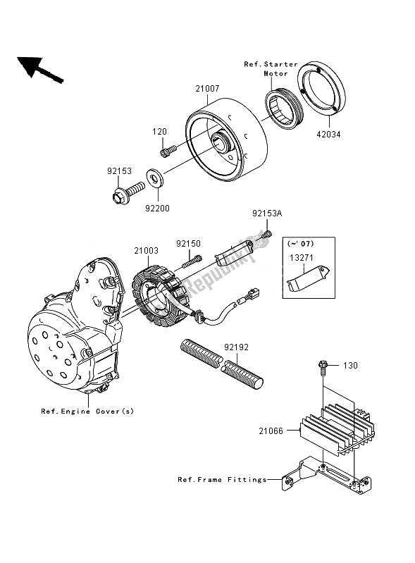 Toutes les pièces pour le Générateur du Kawasaki ER 6F 650 2007