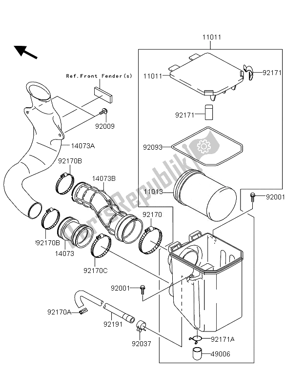 All parts for the Air Cleaner of the Kawasaki KVF 360 4X4 2007