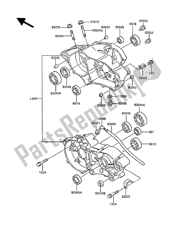 Toutes les pièces pour le Carter du Kawasaki KX 80 1988