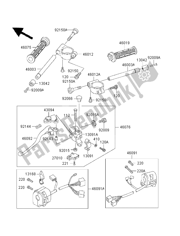 Tutte le parti per il Manubrio del Kawasaki Ninja ZX 6R 600 1995