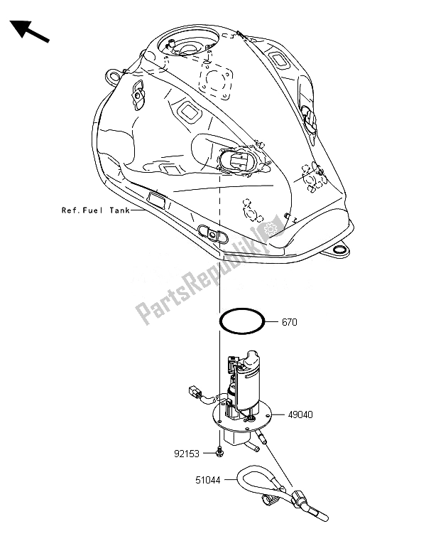 All parts for the Fuel Pump of the Kawasaki Z 800E Version 2014