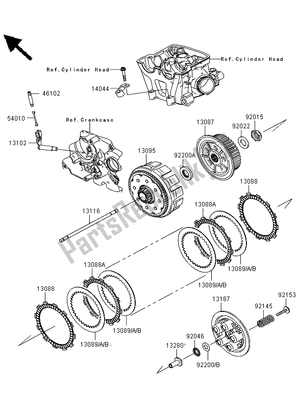 All parts for the Clutch of the Kawasaki KLX 450R 2008