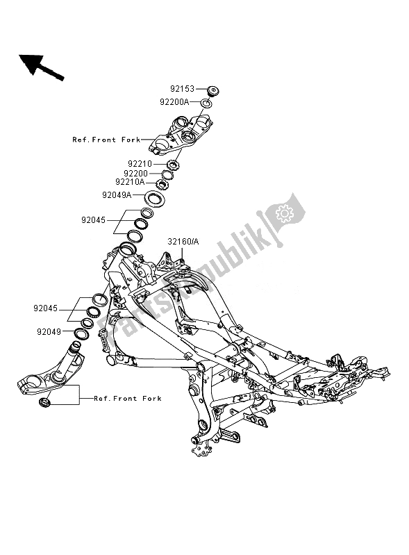 Alle onderdelen voor de Kader van de Kawasaki Versys 650 2007