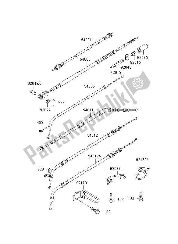 Alle onderdelen voor de Kabels van de Kawasaki EN 500 1995