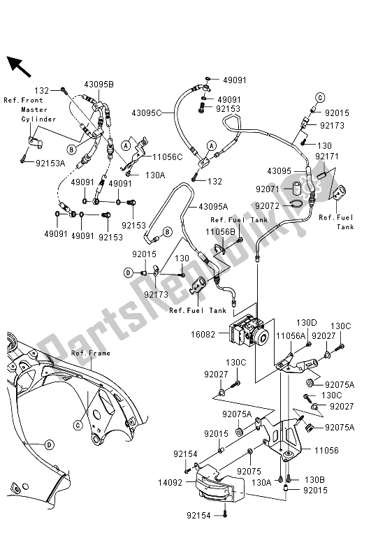 All parts for the Brake Piping of the Kawasaki Ninja ZX 10R ABS 1000 2013