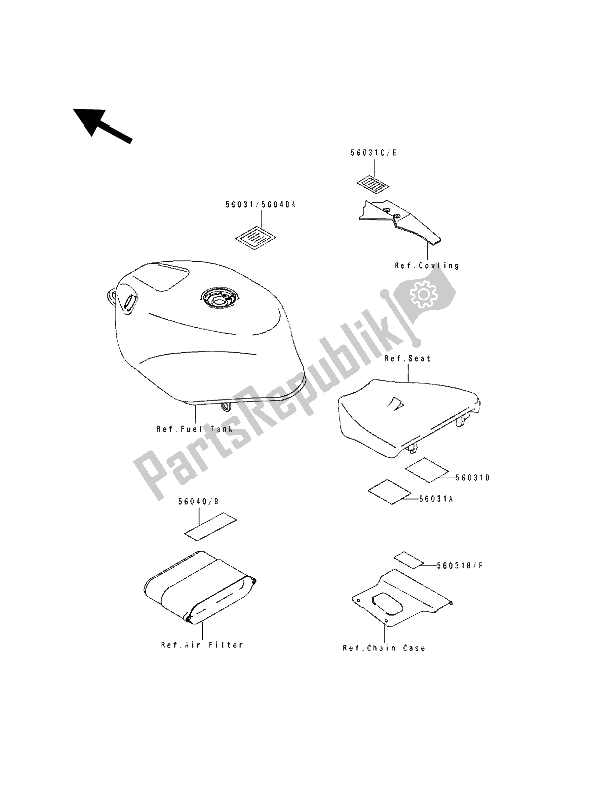 Todas las partes para Etiqueta de Kawasaki ZXR 750 1991