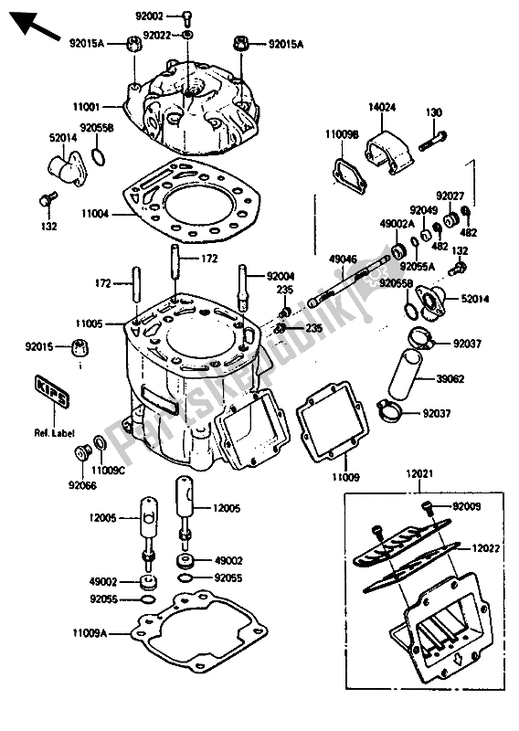 Tutte le parti per il Testata E Cilindro del Kawasaki KX 500 1986