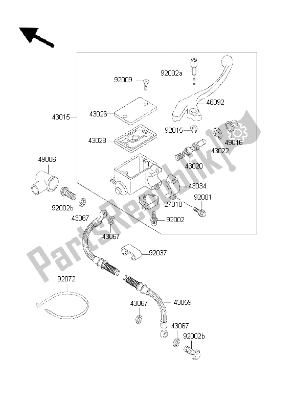 All parts for the Front Master Cylinder of the Kawasaki KLR 650 2001