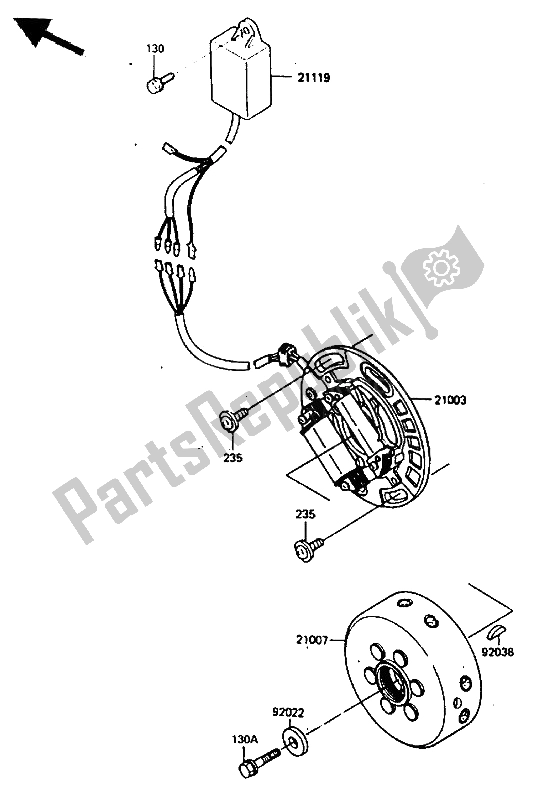 Toutes les pièces pour le Générateur du Kawasaki KX 250 1987