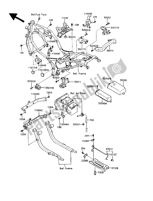 Tutte le parti per il Custodia Della Batteria del Kawasaki GPZ 600R 1989