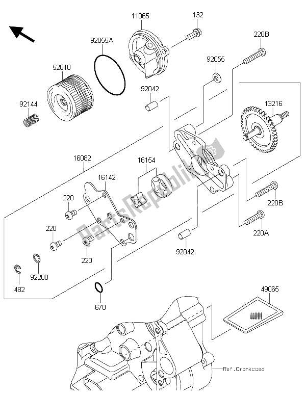 All parts for the Oil Pump of the Kawasaki Ninja 250 SL 2015