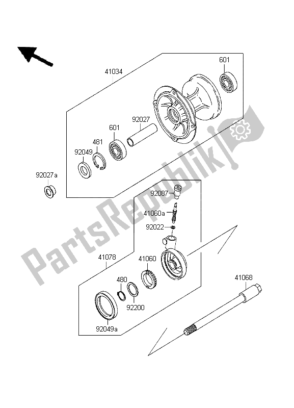 All parts for the Front Hub of the Kawasaki KDX 200 1995